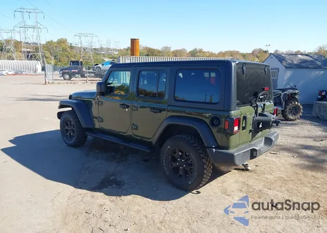 2021 Jeep Wrangler Unlimited Willys 4X4 из США, поврежденный, VIN 1C4HJXDNXMW820314
